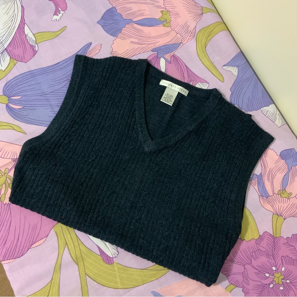 Like New Geoffrey Beene V-Neck Knitwear Navy Vest sweater Men’s
